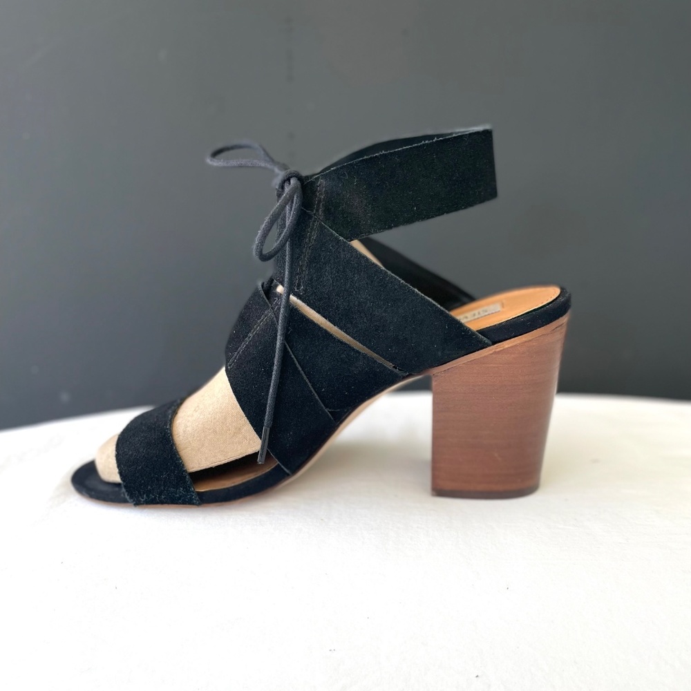 STEVE MADDEN Ziana Shoes Black Suede Block Heel Sandals EXC Sz 8M - Picture 4 of 13